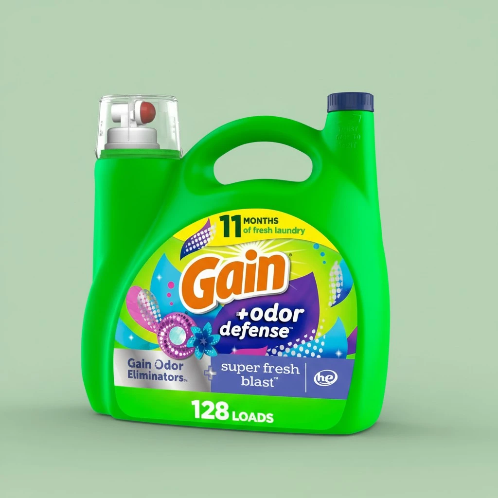 Gain + Odor Defense Liquid Laundry Detergent, HE Compatible, Super Fresh Blast Scent, 184 fl oz, 128 Loads