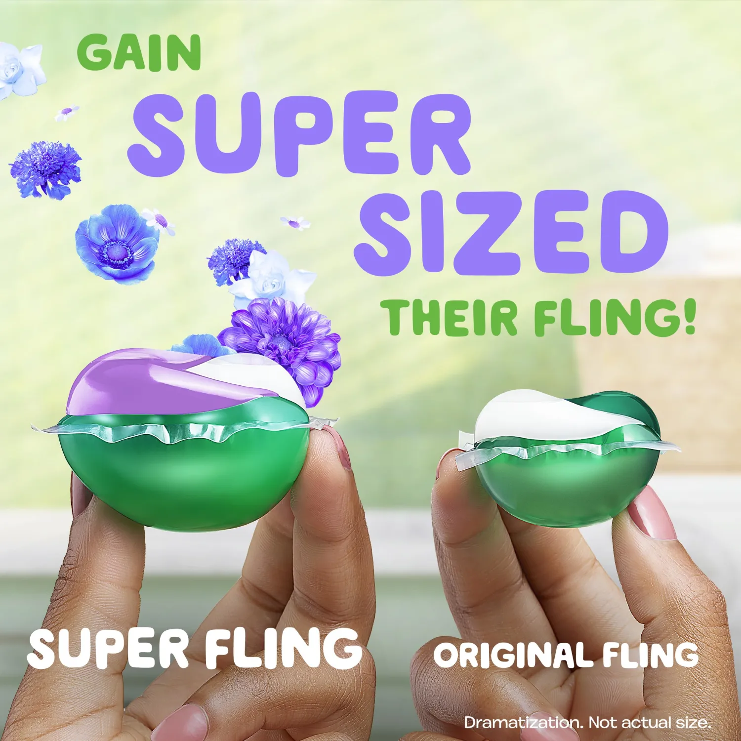 Gain Super Sized Flings Laundry Detergent Pacs, 18 Count, Dewdrop Dream Scent