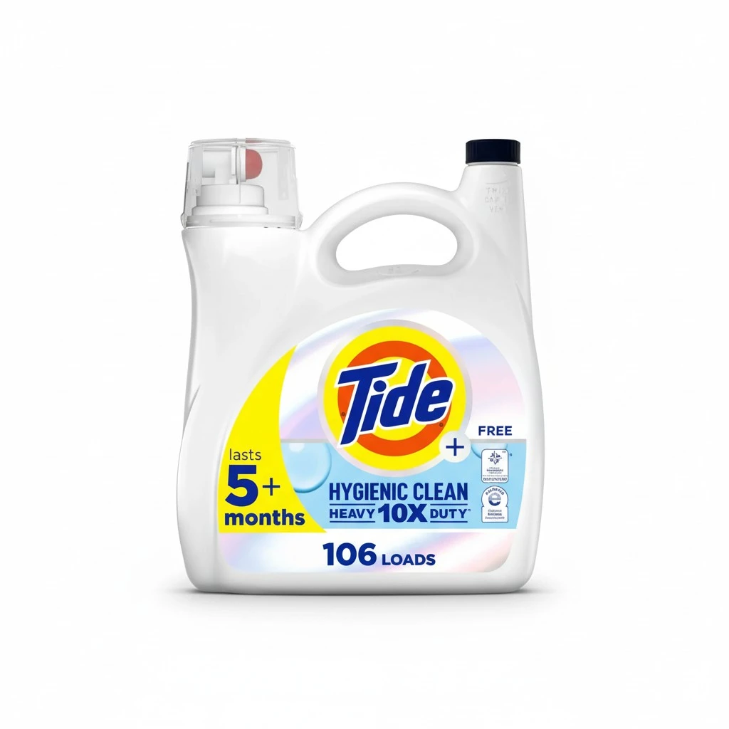 Tide Hygienic Clean Heavy Duty 10x Free Liquid Laundry Detergent, HE Compatible, Unscented, 106 loads, 149 oz