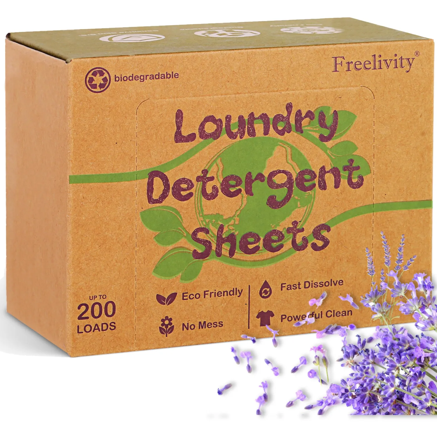 Freelivity Laundry Detergent Sheets, 200 Loads Eco-Friendly Laundry Soap Strips - No Plastic Jug Hypoallergenic Liquid Less Dissolvable Space Saving Sheets for HE machine, travel, home clothes washing