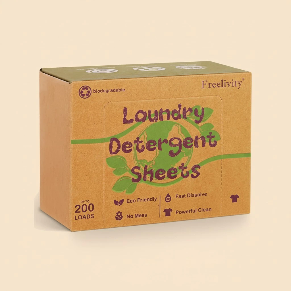 Freelivity Laundry Detergent Sheets, 200 Loads Eco-Friendly Laundry Soap Strips - No Plastic Jug Hypoallergenic Liquid Less Dissolvable Space Saving Sheets for HE machine, travel, home clothes washing