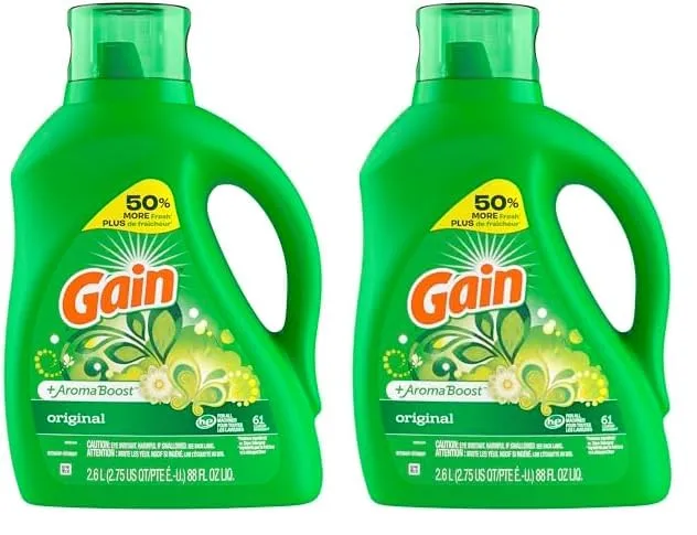 Gain + Aroma Boost Liquid Laundry Detergent, Original Scent, 61 Loads, 88 fl oz, HE Compatible (Pack of 2)