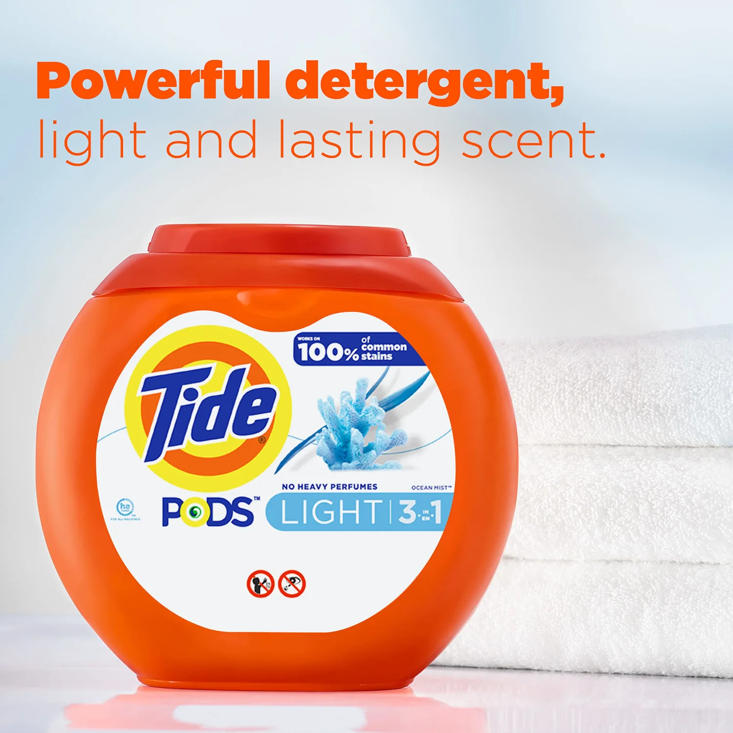 Tide PODS Light Laundry Detergent Pacs, 42 Count, Ocean Mist Scent, Powerful Clean with a Light and Lasting Scent