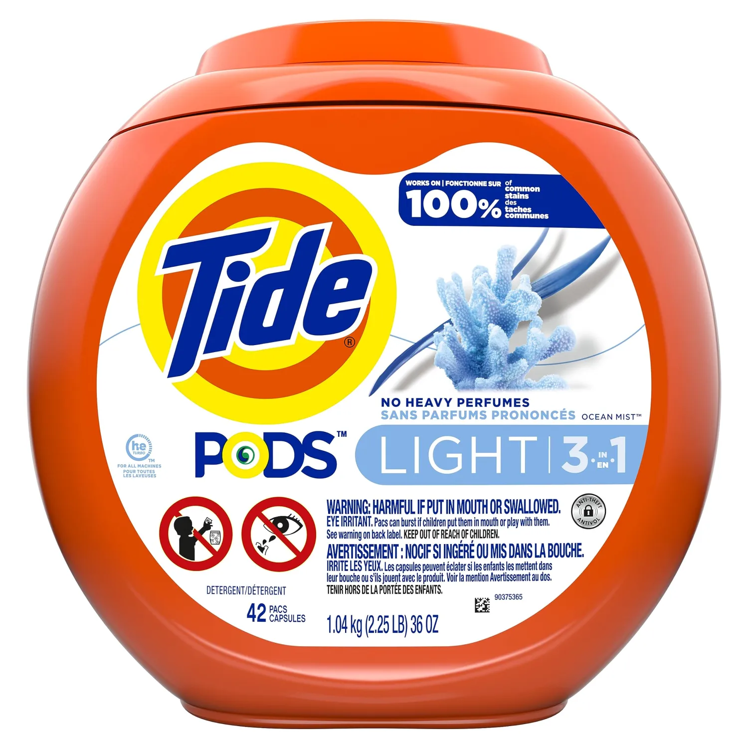 Tide PODS Light Laundry Detergent Pacs, 42 Count, Ocean Mist Scent, Powerful Clean with a Light and Lasting Scent