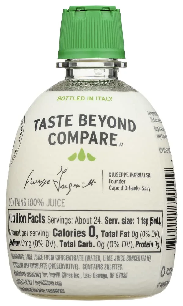 Ingrilli 100% Lime Juice from Concentrate, 4 Fl Oz Squeeze Bottles (Pack of 3)