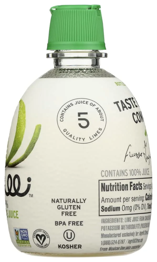 Ingrilli 100% Lime Juice from Concentrate, 4 Fl Oz Squeeze Bottles (Pack of 3)