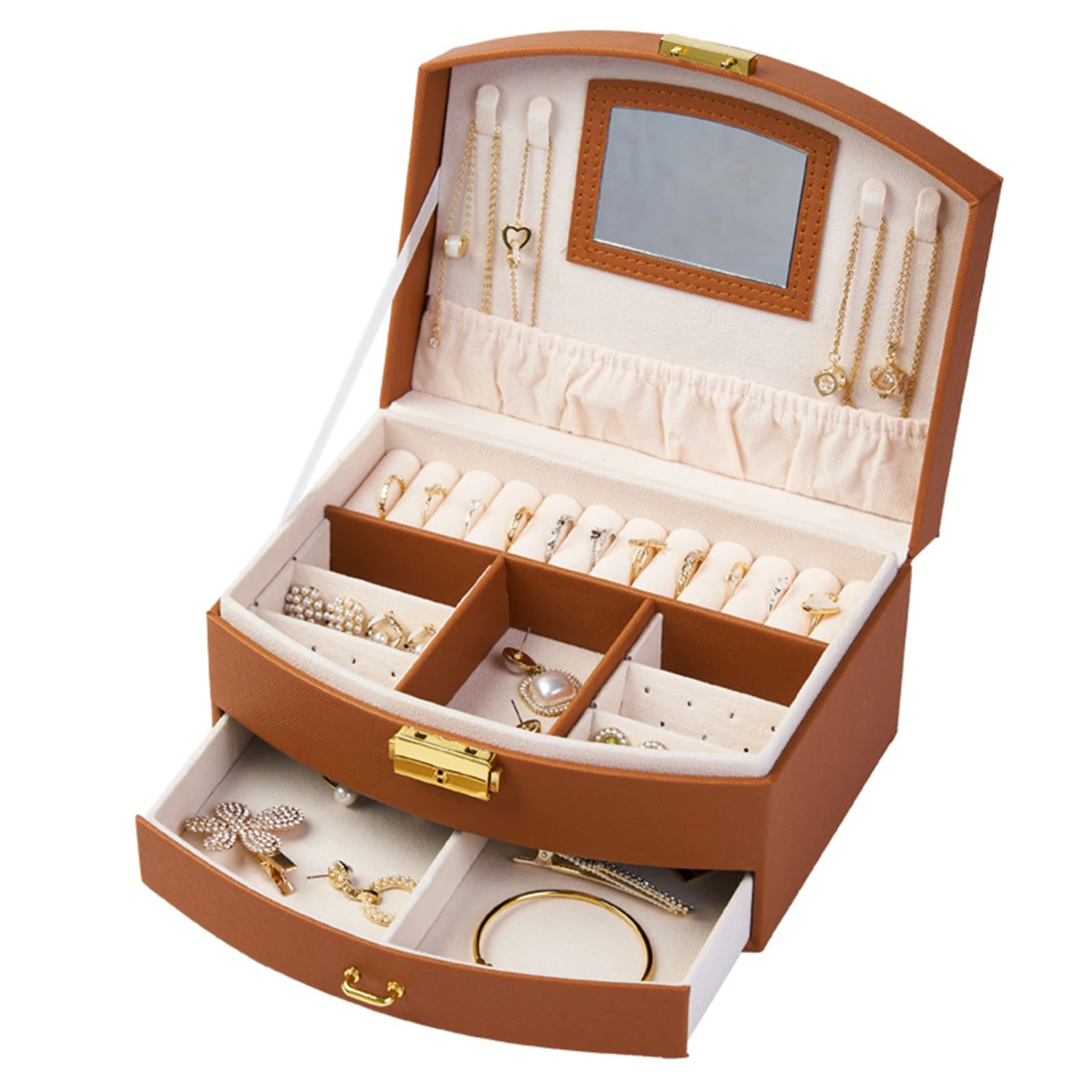 Jewelry Box for Women Girls, Double Layers Jewelry Case for Ring