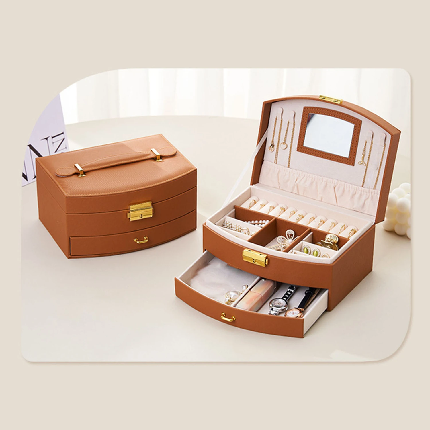Jewelry Box for Women Girls, Double Layers Jewelry Case for Ring