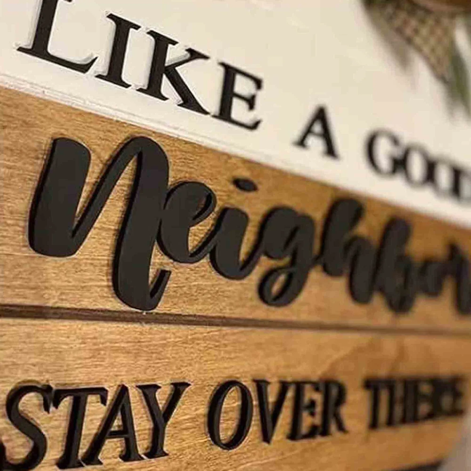 Welcome Sign for Door Like A Good Neighbor Stay Over There Wreath