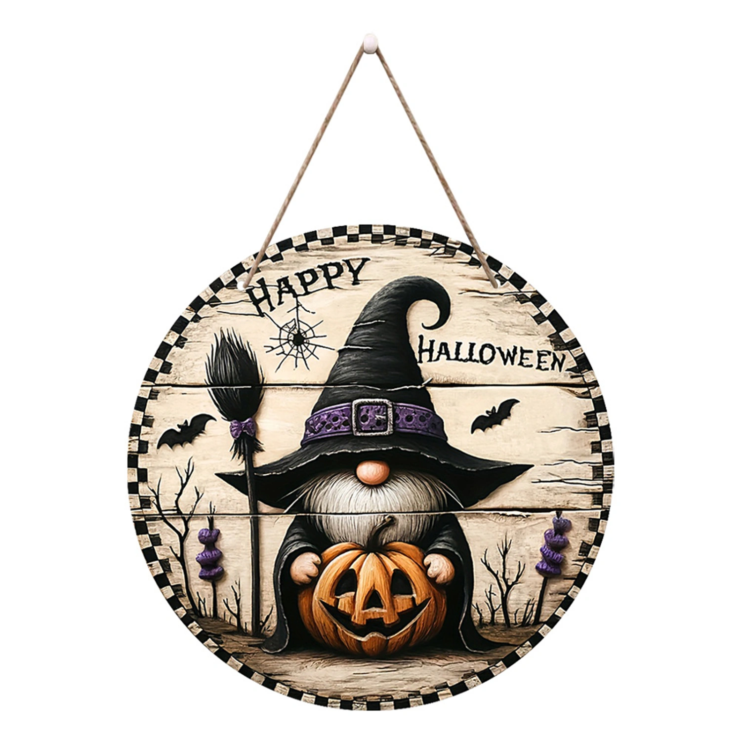 Happy Halloween Door Sign Spooky Ghost Witch Welcome Sign Door Hanger