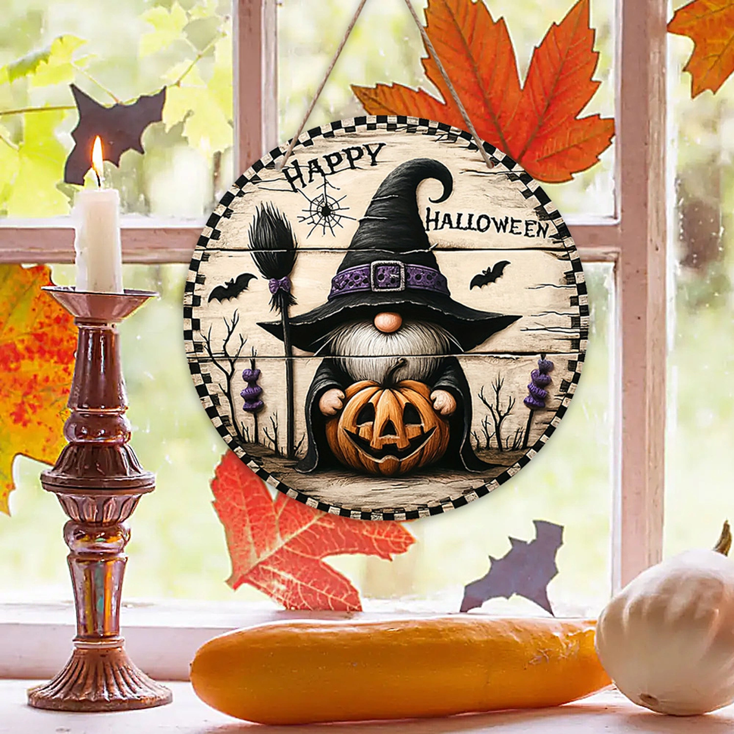 Happy Halloween Door Sign Spooky Ghost Witch Welcome Sign Door Hanger