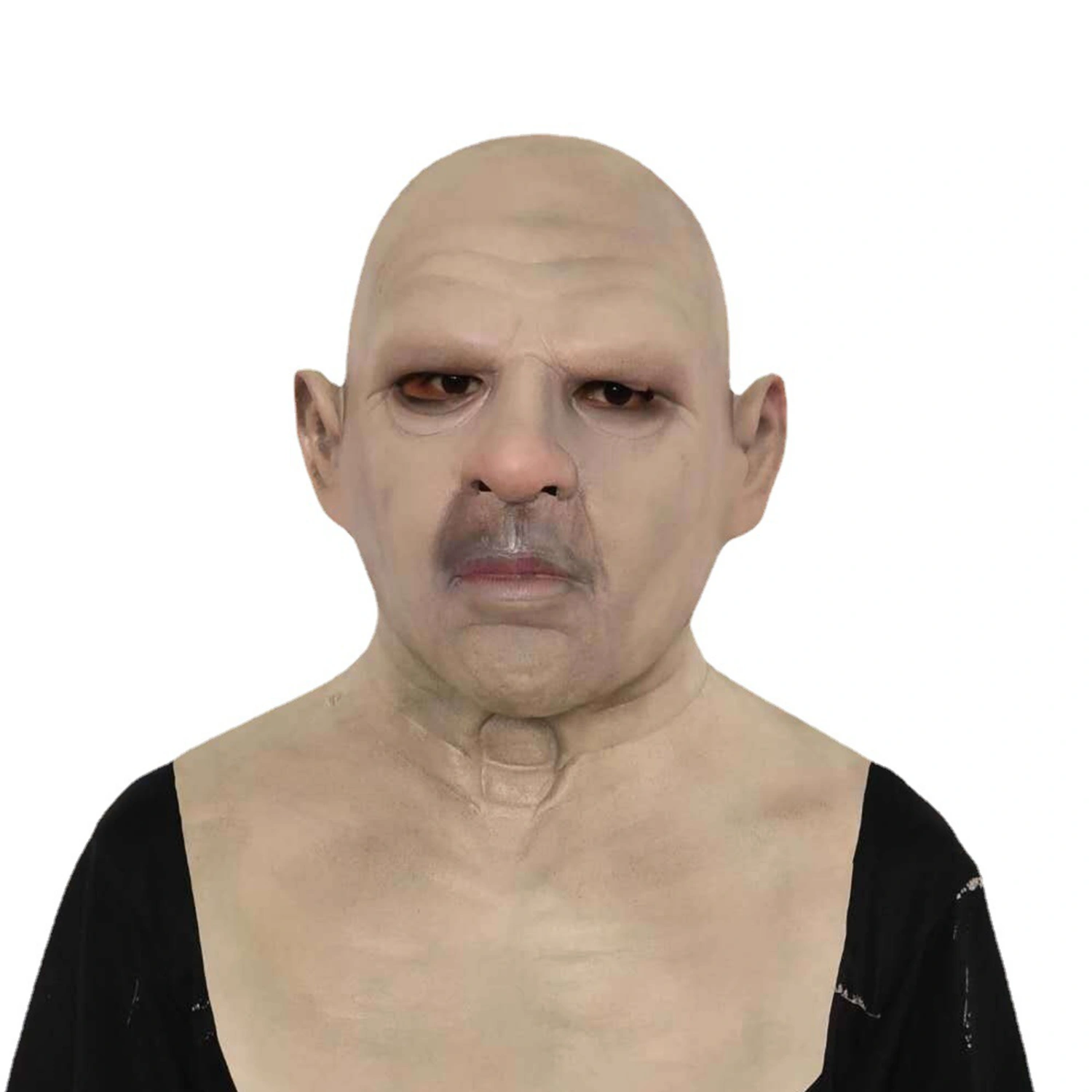 Realistic Bald Head Old Man Facewear Halloween Full Head Face Covering