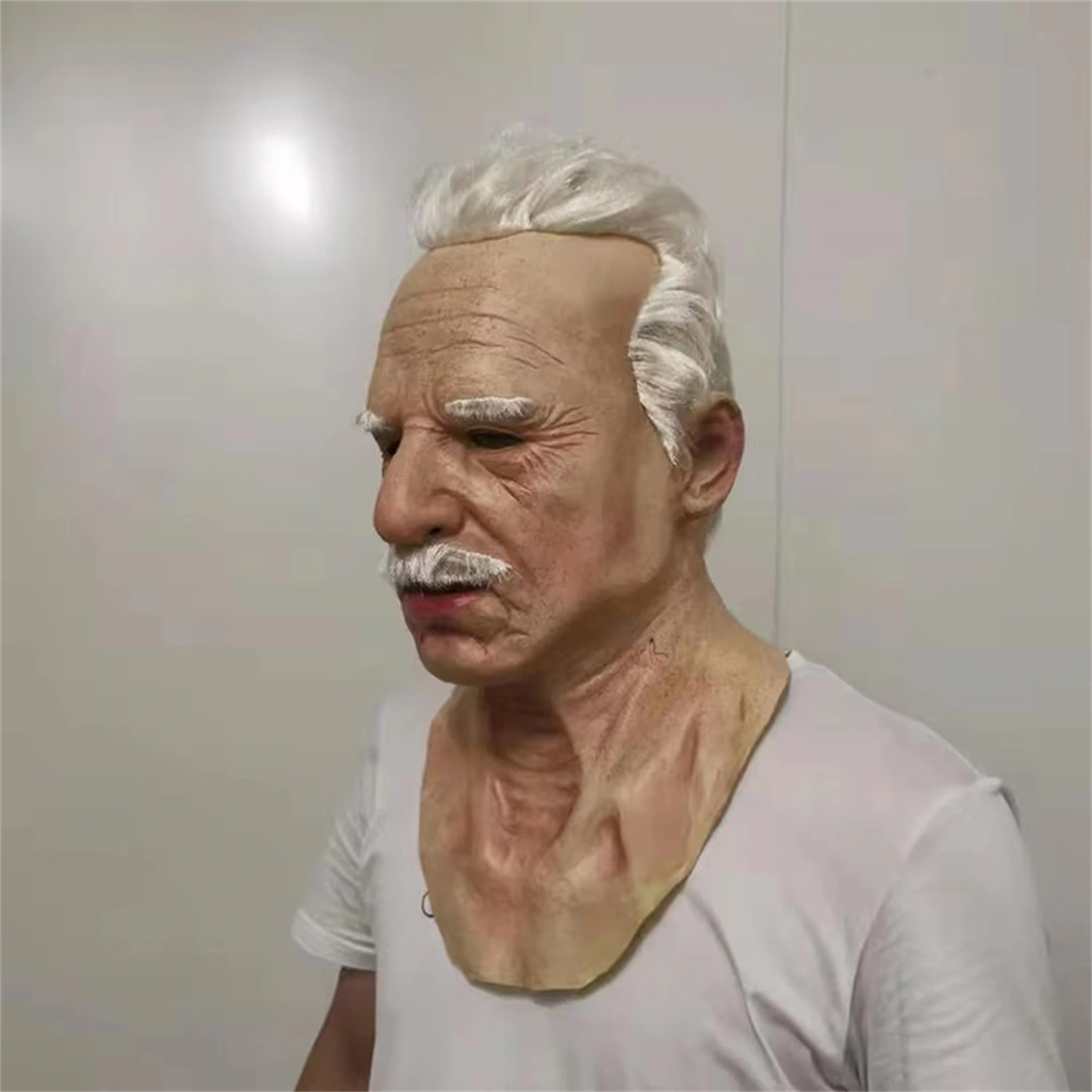 Halloween Old Man Facewear with Wig and Beard Realistic Headgear