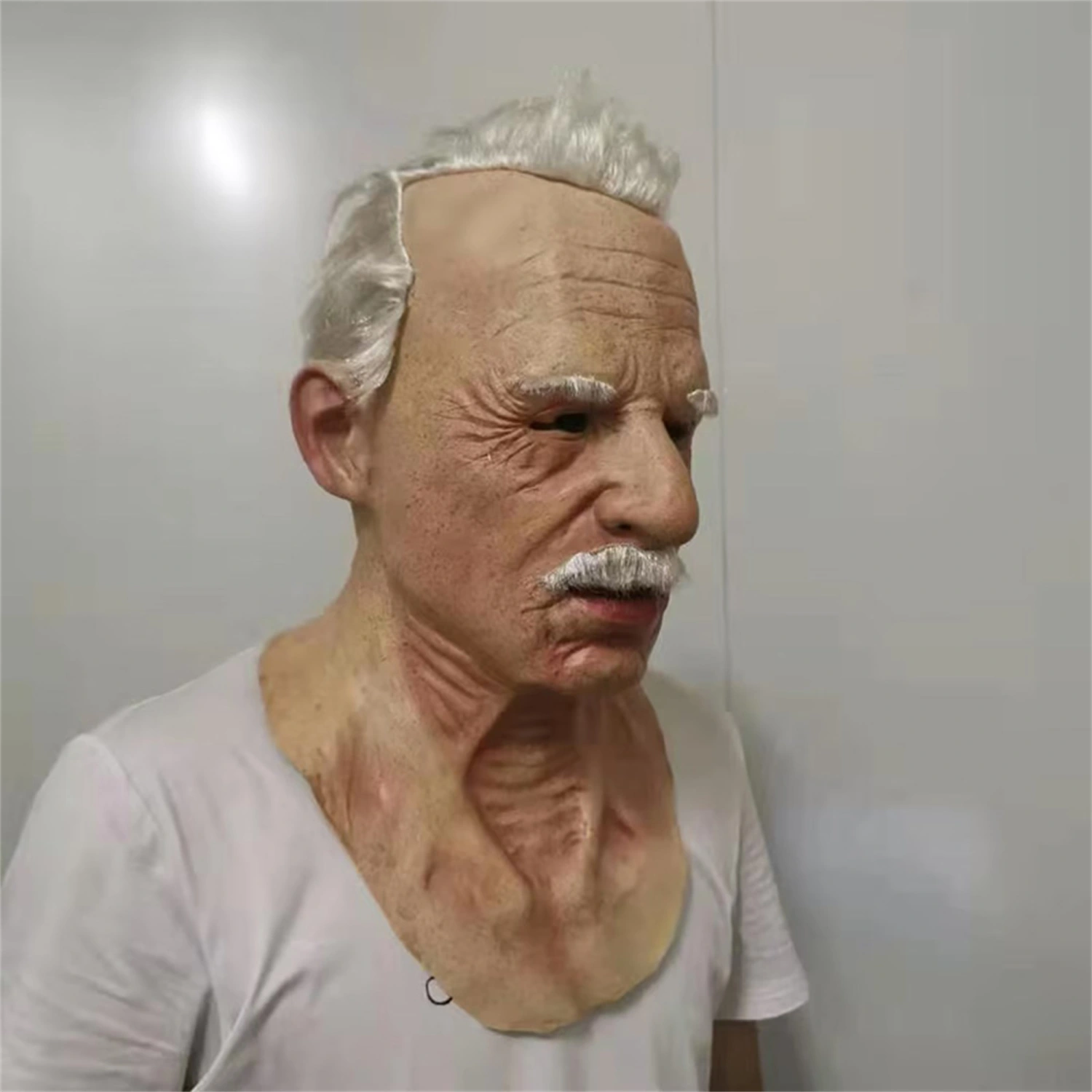 Halloween Old Man Facewear with Wig and Beard Realistic Headgear