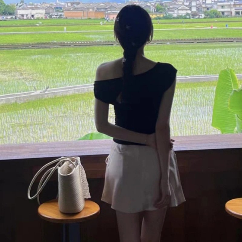 Women Mini Skirt, Elegant Bowknot A-line Skirt Solid Summer Skirt