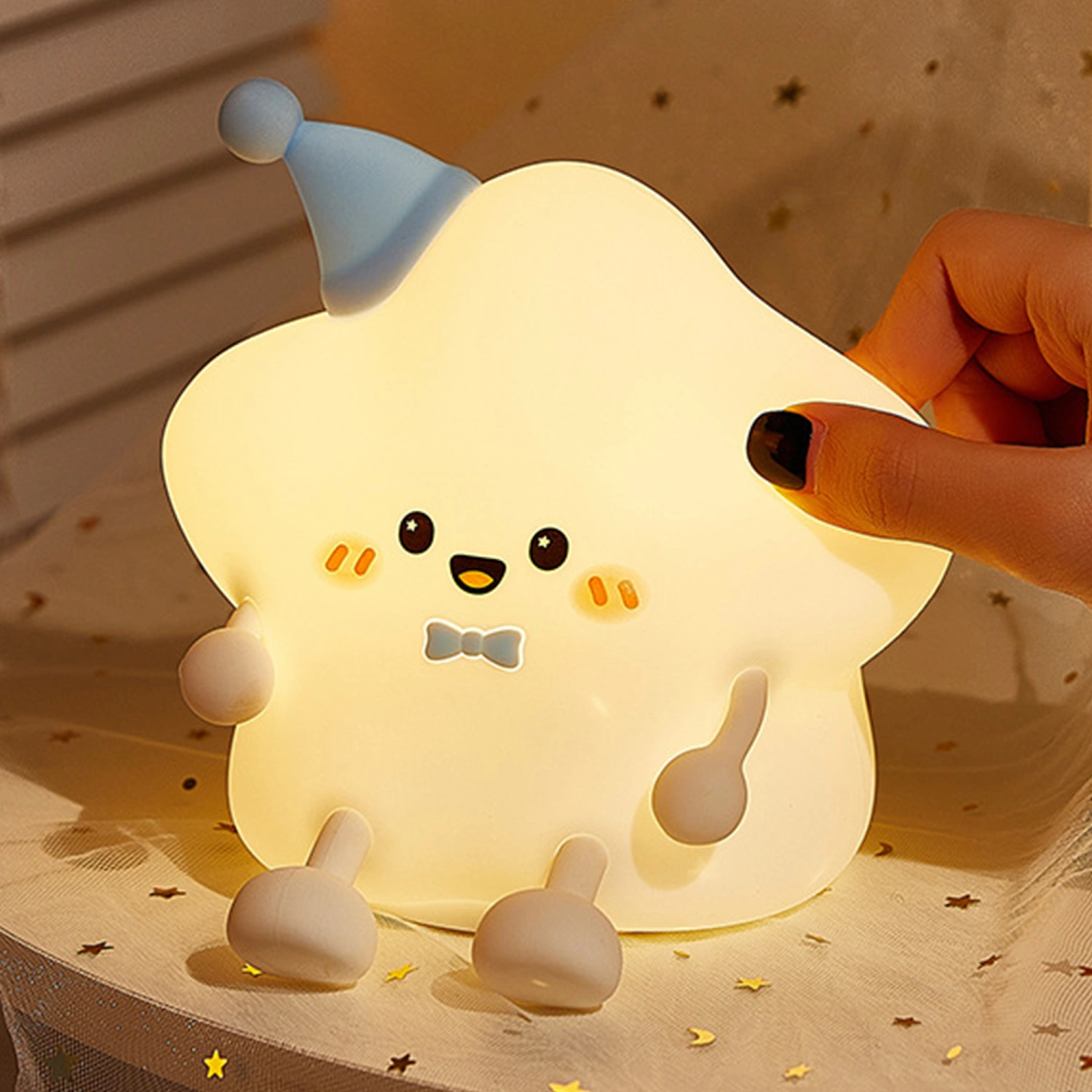 Star Night Light Cute Touch Nightlight Rechargeable Bedside Lamp