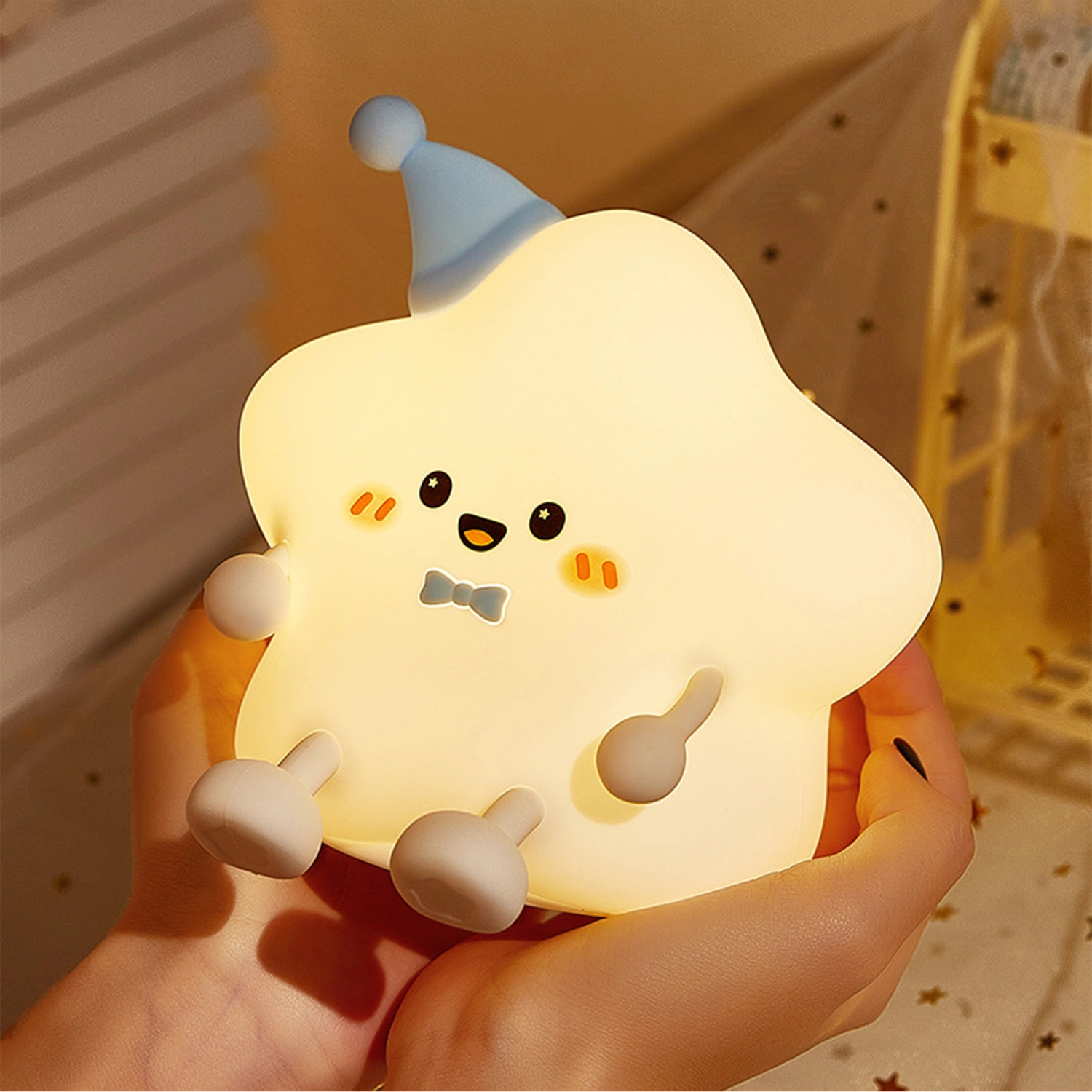 Star Night Light Cute Touch Nightlight Rechargeable Bedside Lamp
