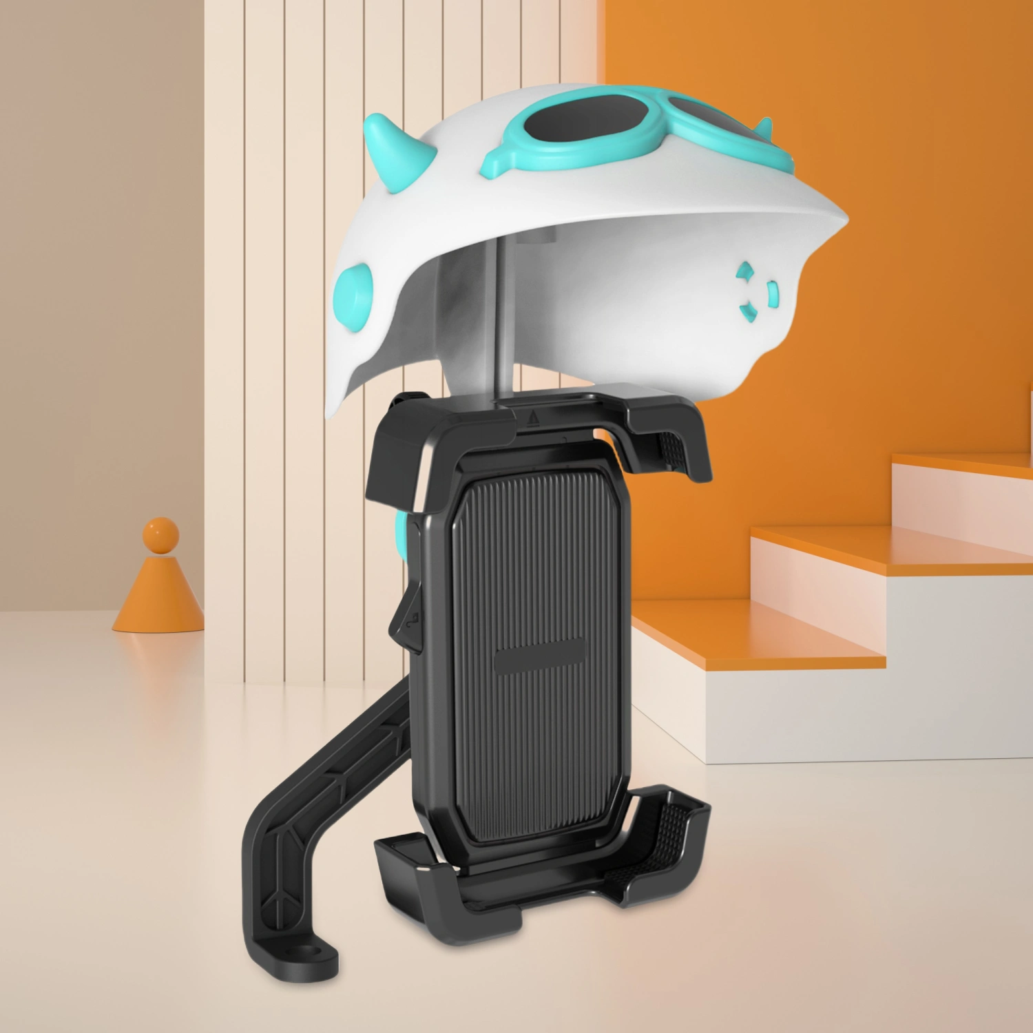 Rotatable Phone Holder with Mini Helmet Motorcycle Phone Clamp Clip