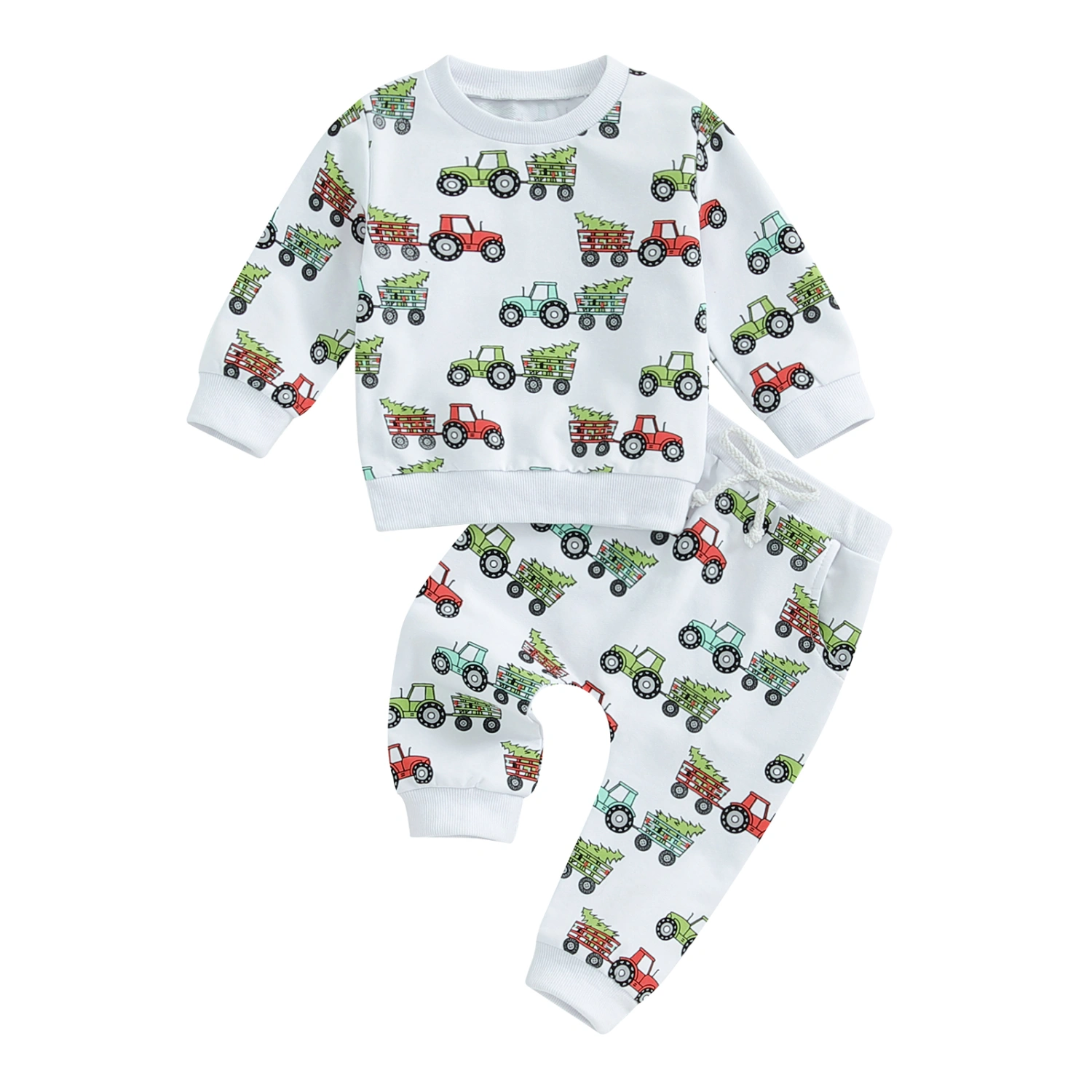 Toddler Boys Christmas Outfits Christmas Tree Print Sweatshirts Pants