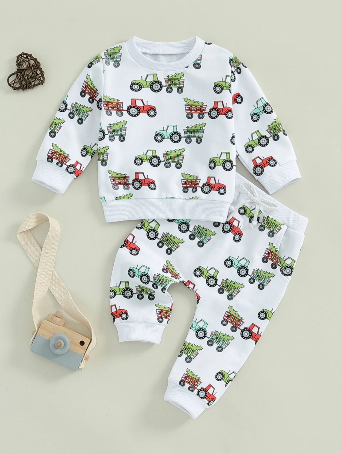 Toddler Boys Christmas Outfits Christmas Tree Print Sweatshirts Pants