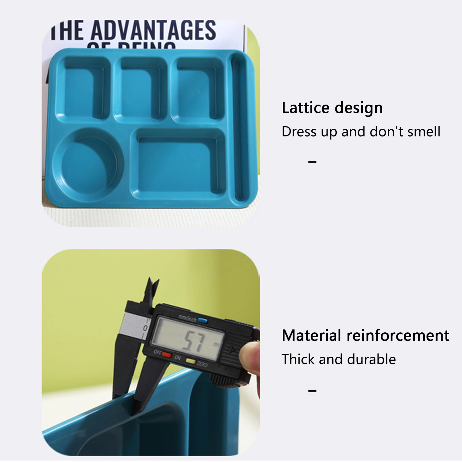 Divided Plates for Adults Kids Plastic Food Plates Lunch Trays