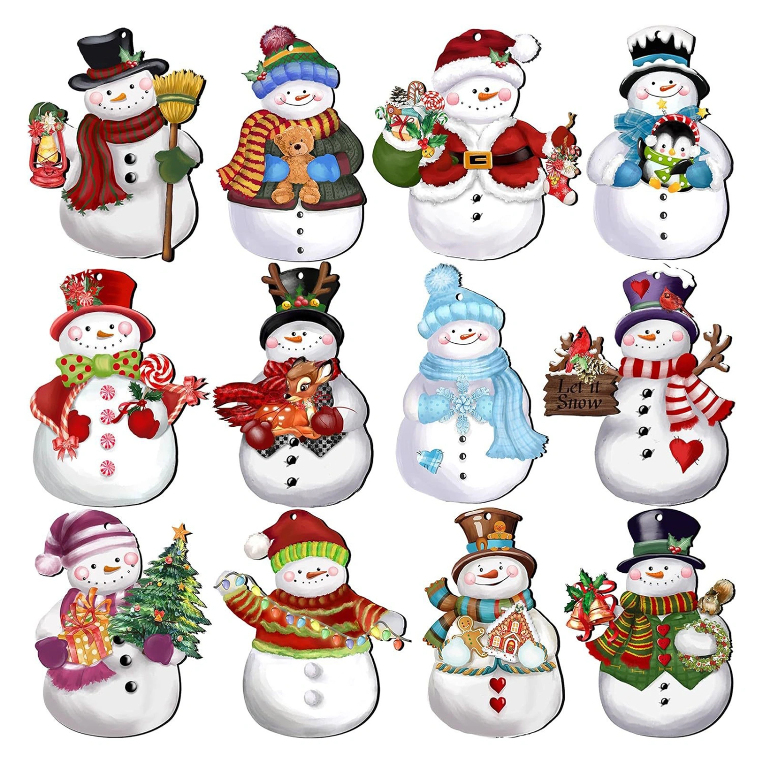 24 Pcs Christmas Tree Ornaments Faceless Dwarf Wooden Hanging Decor