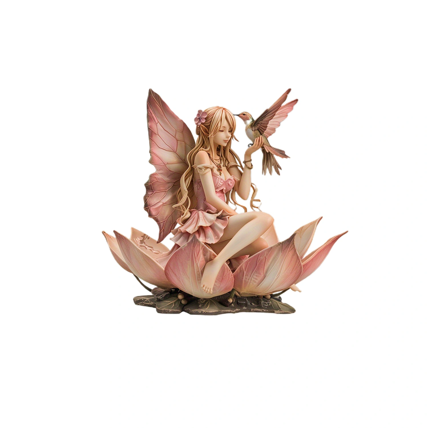 Fairy and Lotus Bird Decor Statue Sculpture for Home, Office