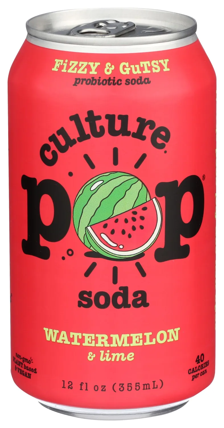 Culture Pop Soda Watermelon & Lime Probiotic Soda, 12 FZ