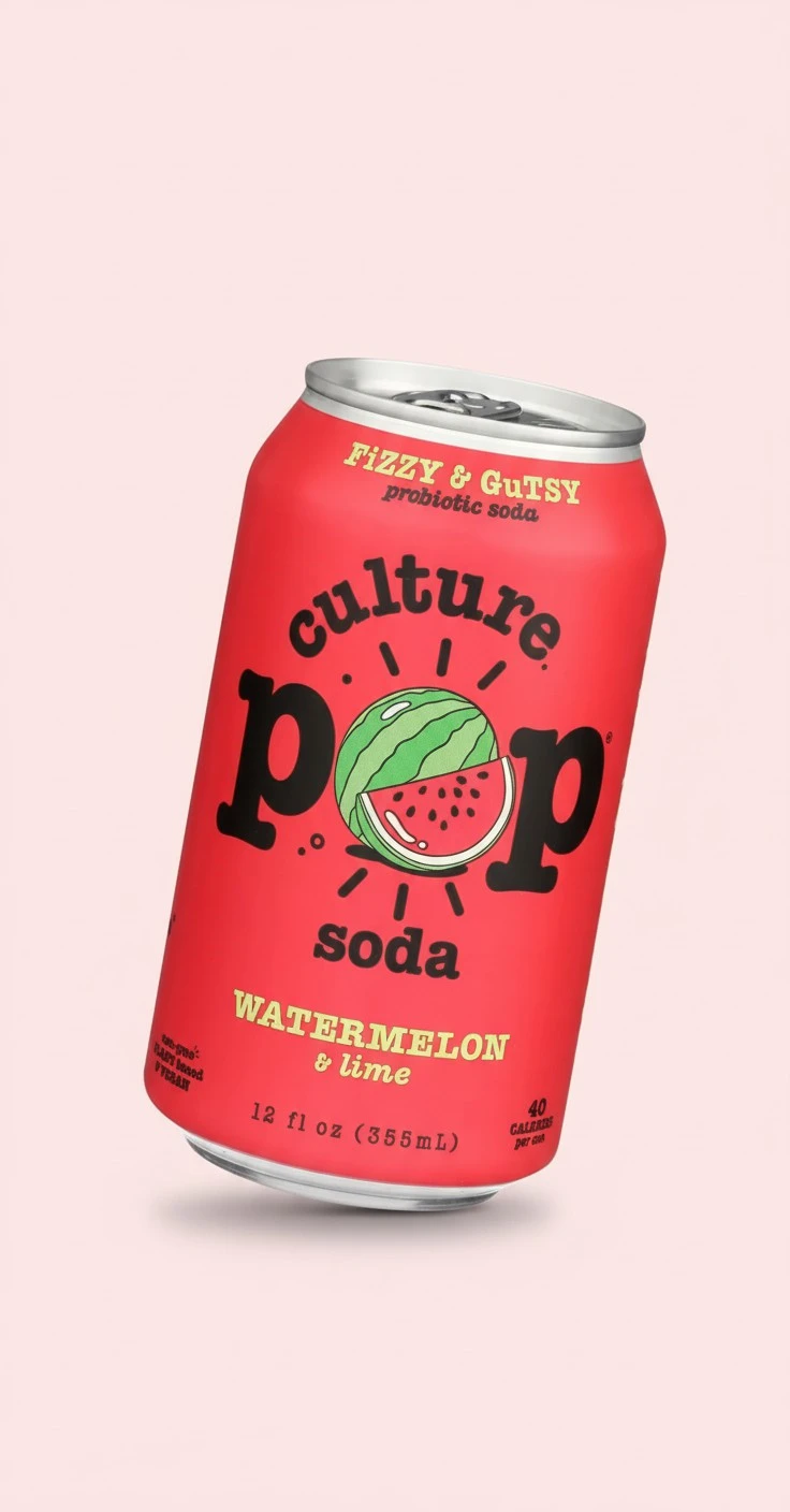 Culture Pop Soda Watermelon & Lime Probiotic Soda, 12 FZ