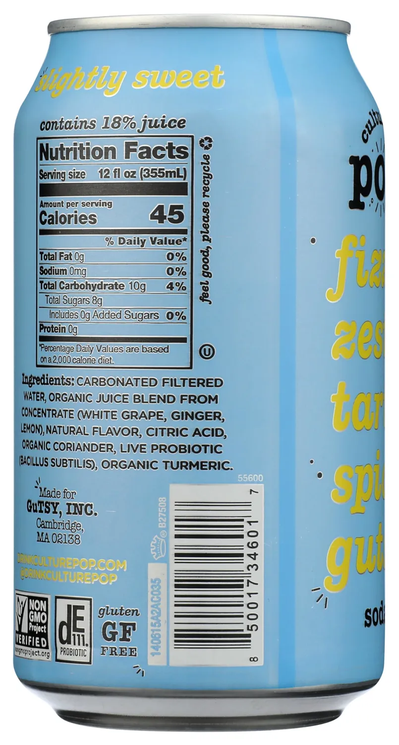 Culture Pop Soda Prebiotic Ginger Lmn 12 FO