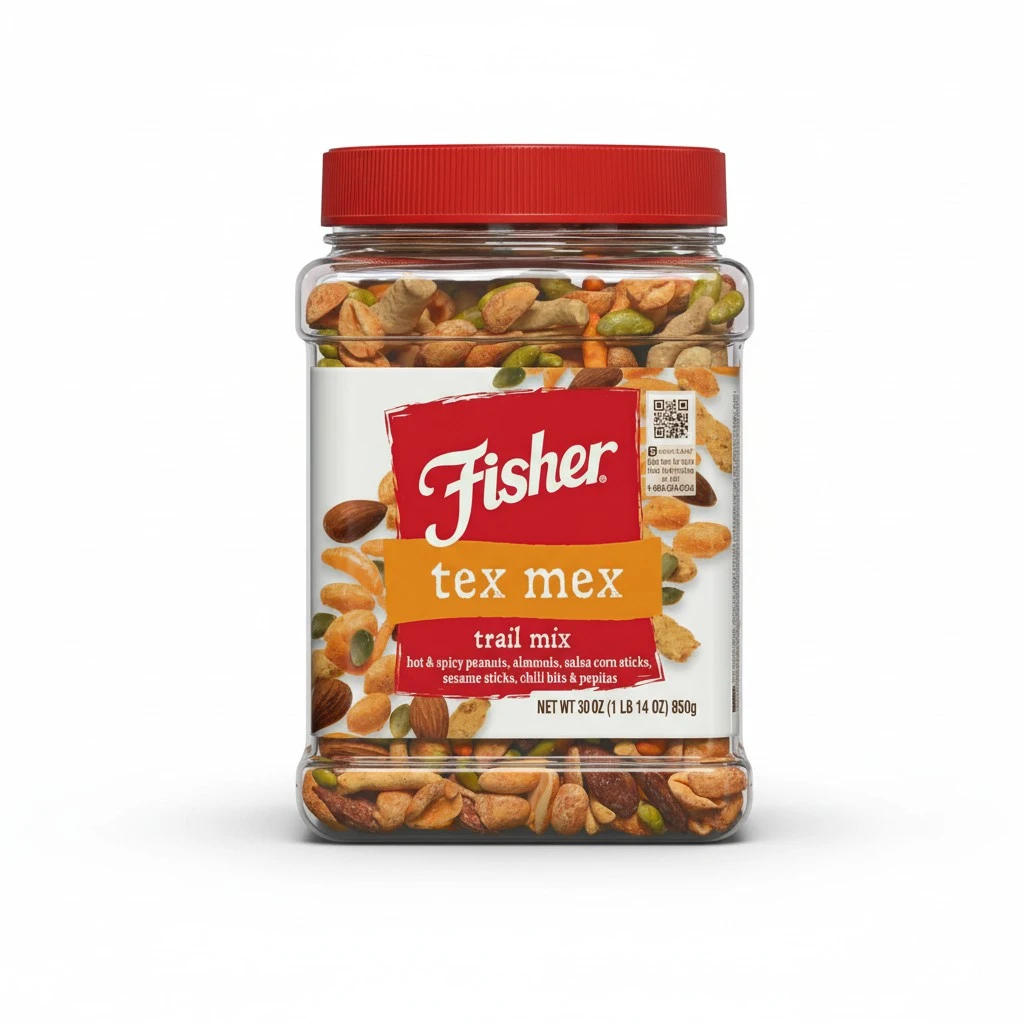 Fisher Snack Tex Mex Trail Mix, 30 Ounces, Hot and Spicy Peanuts, Almonds, Salsa Corn Sticks, Sesame Sticks, Chili Bits, Pepitas