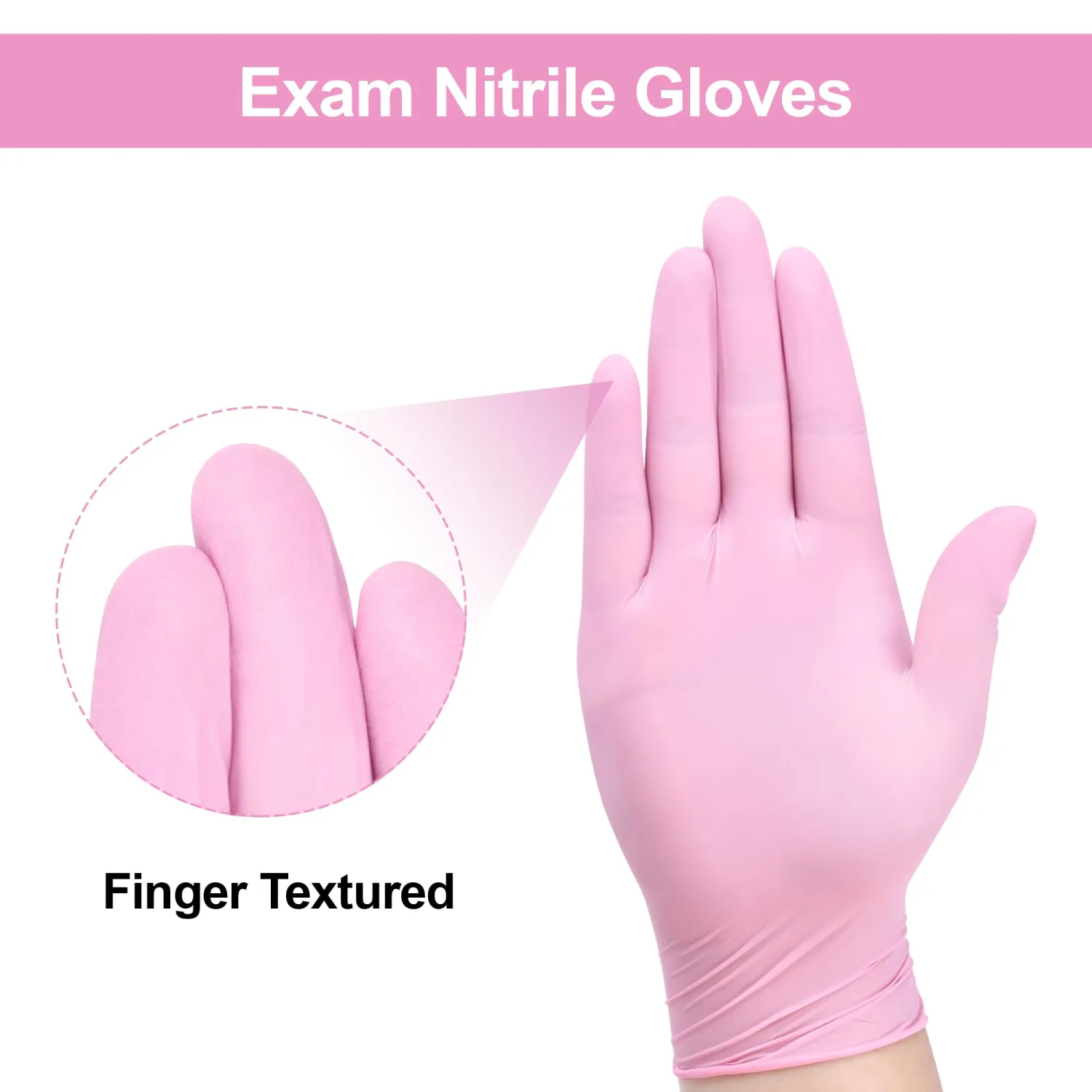 Nitrile Disposable Gloves, Medical exam Gloves Disposable Latex Free, Gloves for Cleaning & Esthetician, Pink Rubber Gloves, Pink Cleaning Gloves, Powder-Free, 50-ct Box (Small)