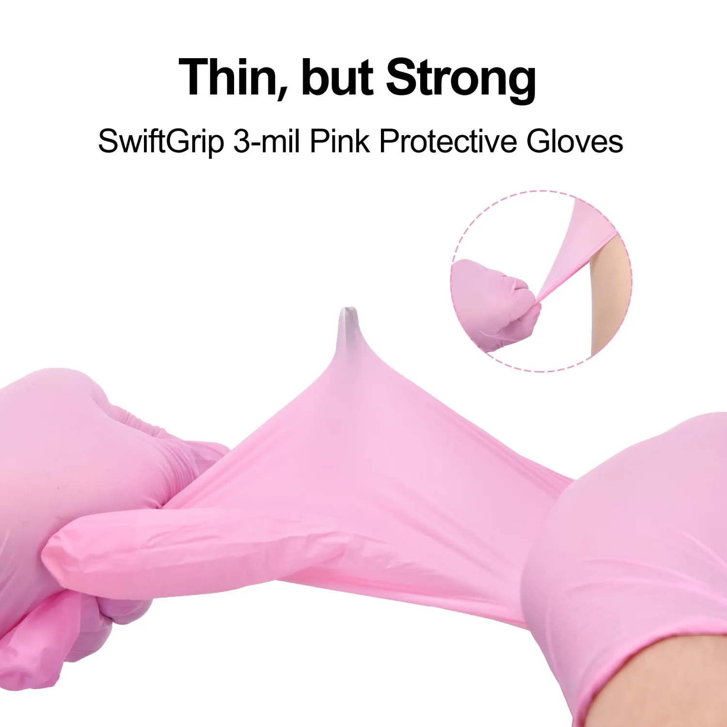 Nitrile Disposable Gloves, Medical exam Gloves Disposable Latex Free, Gloves for Cleaning & Esthetician, Pink Rubber Gloves, Pink Cleaning Gloves, Powder-Free, 50-ct Box (Small)