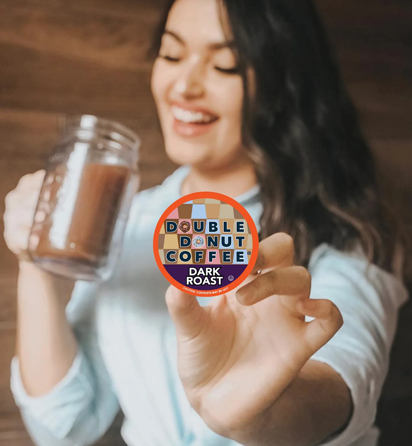 Double Donut Dark Roast Coffee Pods, Extra Bold Blend Coffee, Single Serve Coffee For Keurig K Cups Machines, Dark Roast Coffee in Recyclable Pods, 48 Count