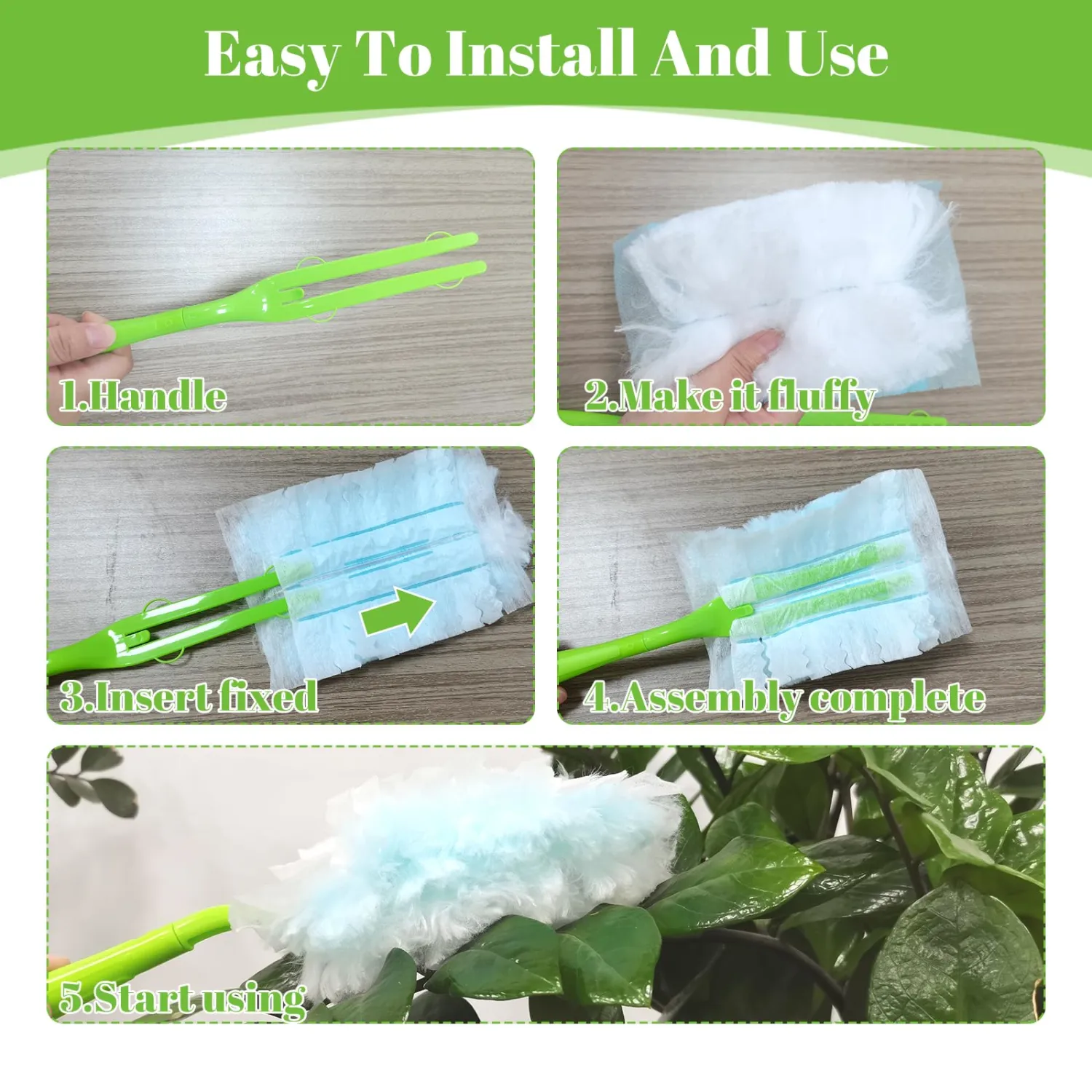 Duster Refills with Duster Refills,10 Count 180 Heavy Duty Dusters Refills,Multi Surface Heavy Duty Feather Dusters Kit for Cleaning Kitchens,Bedrooms,Bathrooms,Studies,Cars