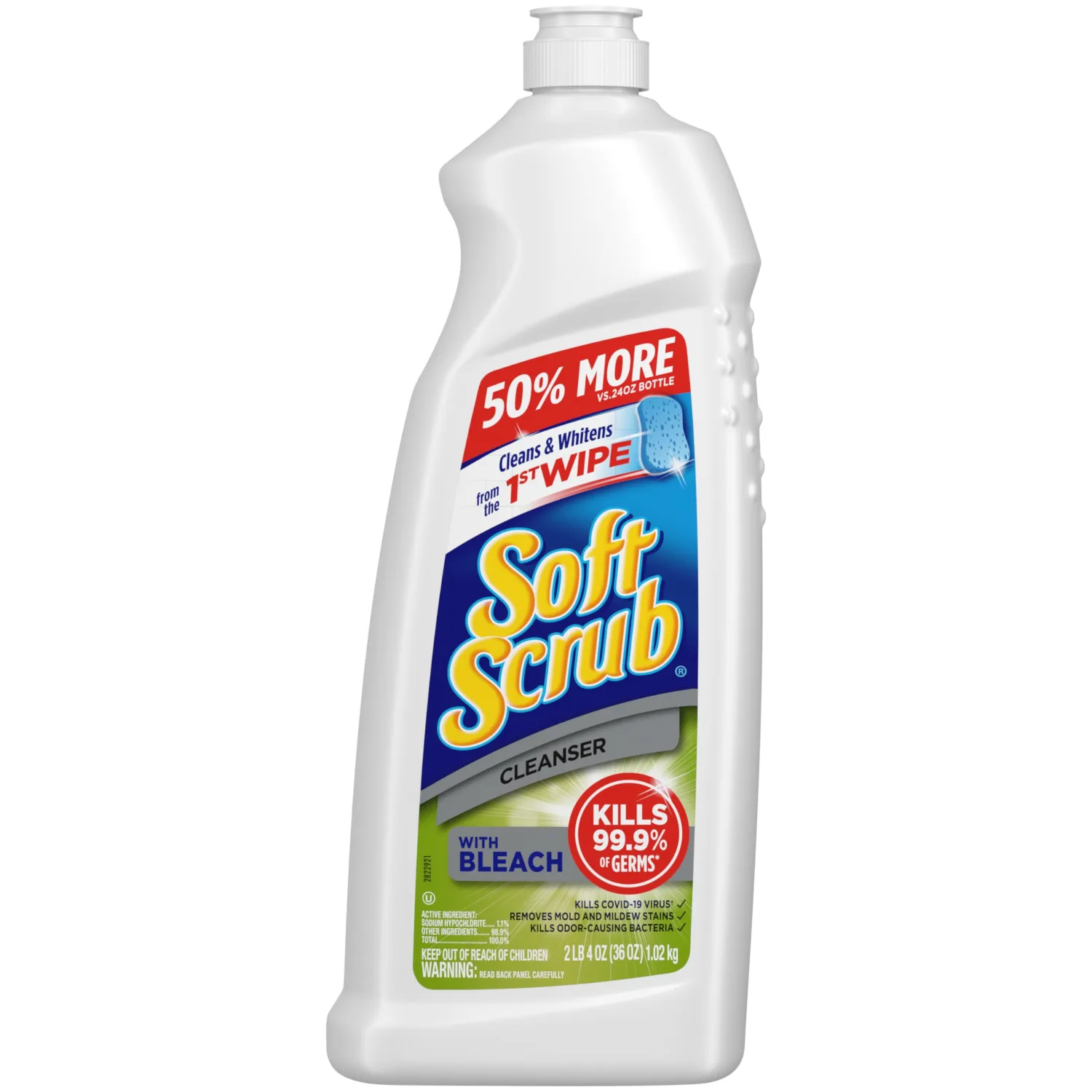 Soft Scrub Antibacterial Multi-Purpose Cleanser with Bleach Surface Cleaner, 36 Fluid Ounces