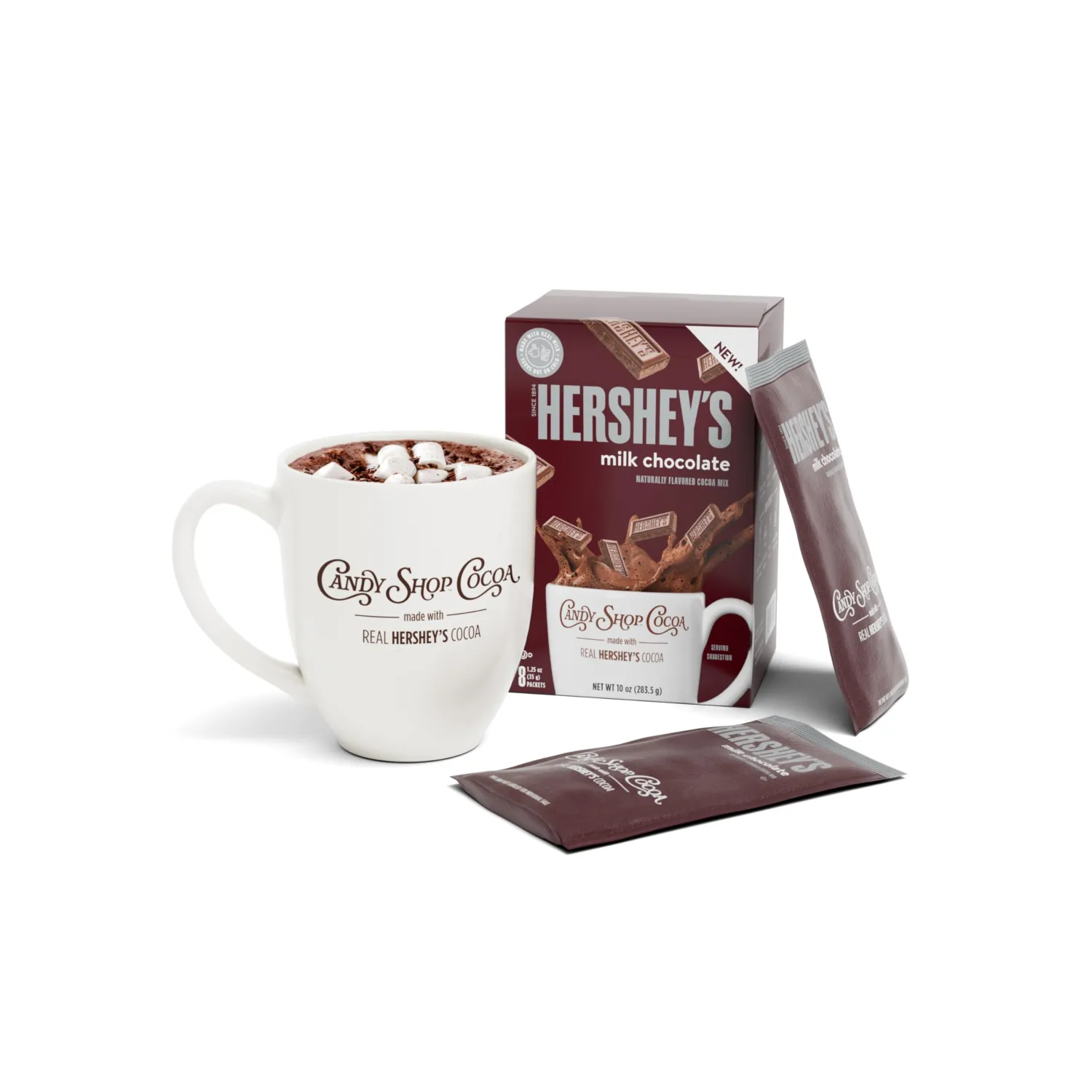 Candy Shop Cocoa HERSHEY'S Milk Chocolate Cocoa Mix Hot Chocolate Make Hot or Iced Cocoa Made With Real Milk Gluten Free 1.25 oz packet (24 count)