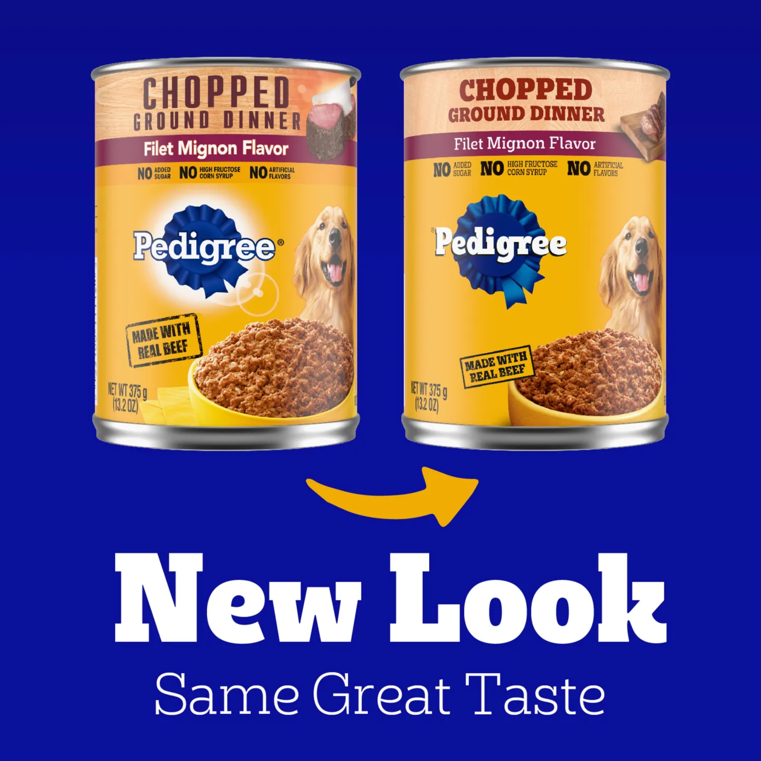 Pedigree Chopped Ground Dinner Adult Wet Dog Food Filet Mignon Flavor 13.2 oz. Cans (12 Count, Pack of 1)