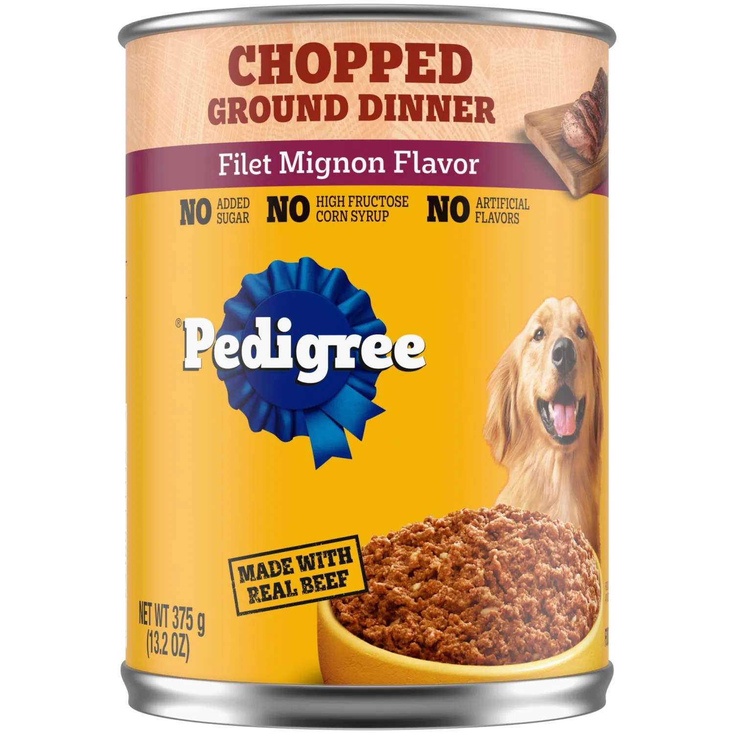 Pedigree Chopped Ground Dinner Adult Wet Dog Food Filet Mignon Flavor 13.2 oz. Cans (12 Count, Pack of 1)