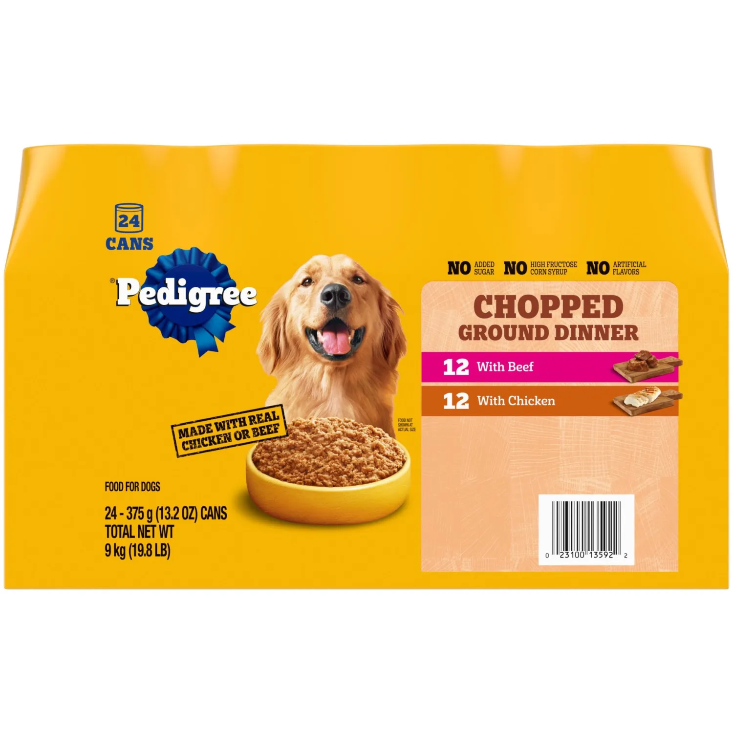 Pedigree Chopped Ground Dinner Wet Dog Food Chicken & Beef Variety Pack, 13.2 oz. Cans (24 Count, Pack of 1)