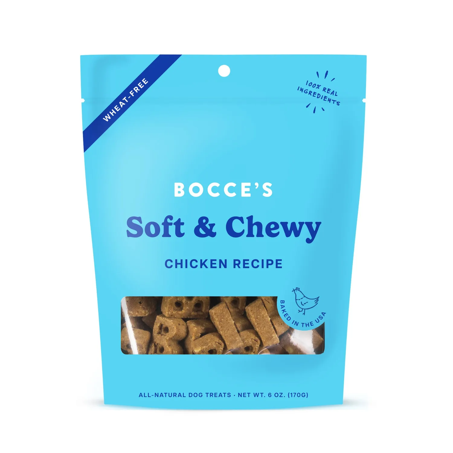 Bocce's Bakery Oven Baked Chicken Recipe Treats for Dogs, Wheat-Free Everyday Dog Treats, Made with Real Ingredients, Baked in The USA, All-Natural Soft & Chewy Cookies, Chicken, 6 oz