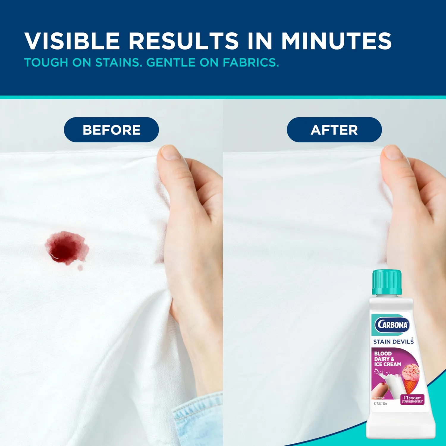 Carbona Stain Devils® #4 | Blood, Dairy & Ice Cream | Professional Strength Laundry Stain Remover | Multi-Fabric Cleaner | Safe On Skin & Washable Fabrics | 1.7 Fl Oz, 1 Pack