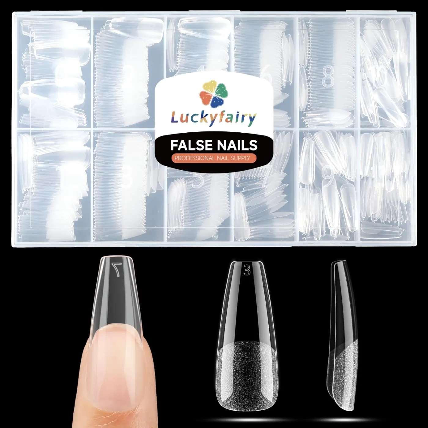 Long Coffin Nails Tips Half Matte 504pcs Long Coffin Gel x Nails Full Cover Coffin False Fake Press On Nails Easily DIY Art Salon Gel x Nail Extensions, 12 Sizes Luckyfairy