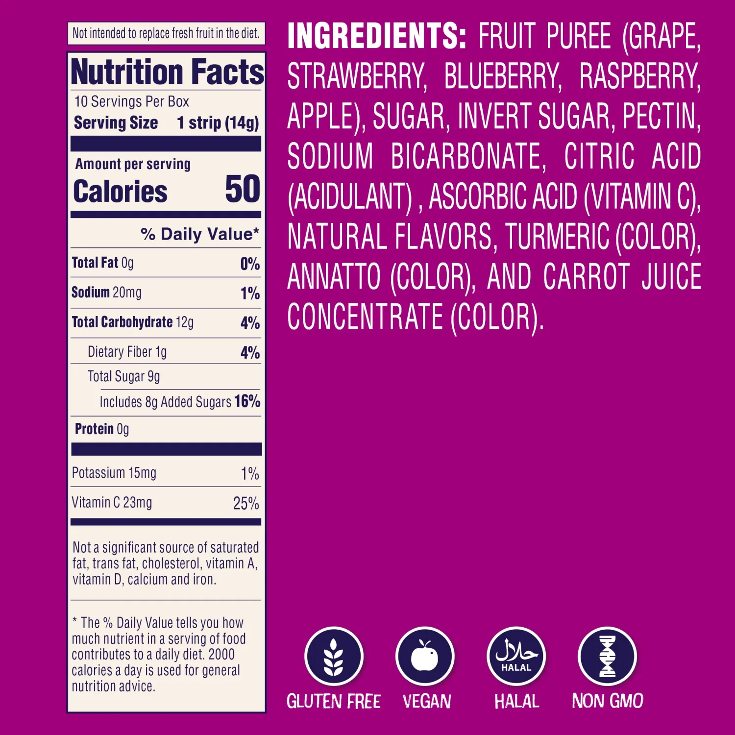 Welch’s Absolute Fruitfuls Fruit Strips, Tasty Dried Fruit Snacks for School Lunches, Berry Medley, 0.5oz (Pack of 10)