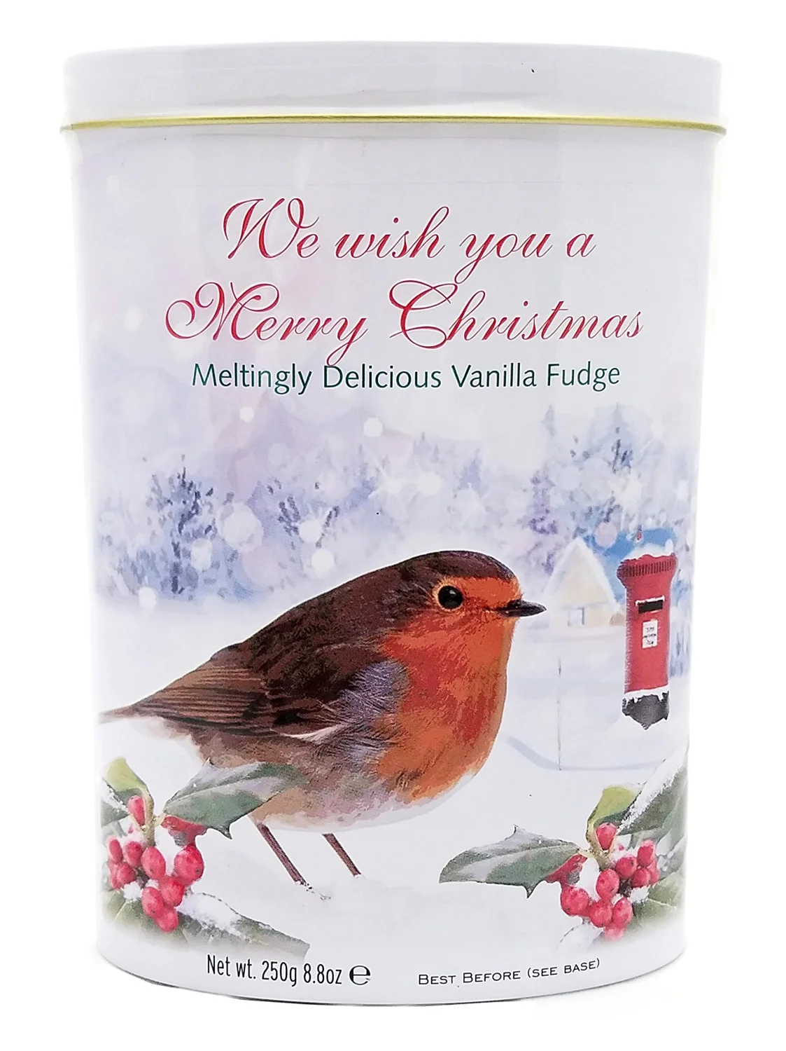 Gardiners of Scotland Vanilla Fudge, Robin Christmas Design, 8.8oz Tin