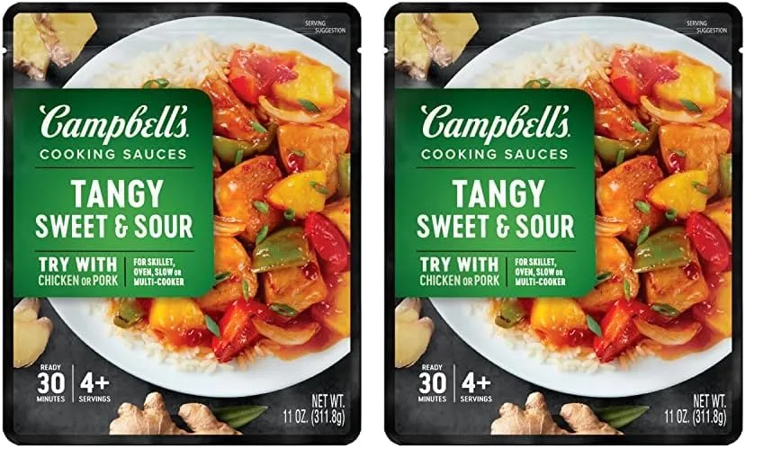 Campbell's Cooking Sauces, Tangy Sweet and Sour, 11 Oz Pouch (Pack of 2)