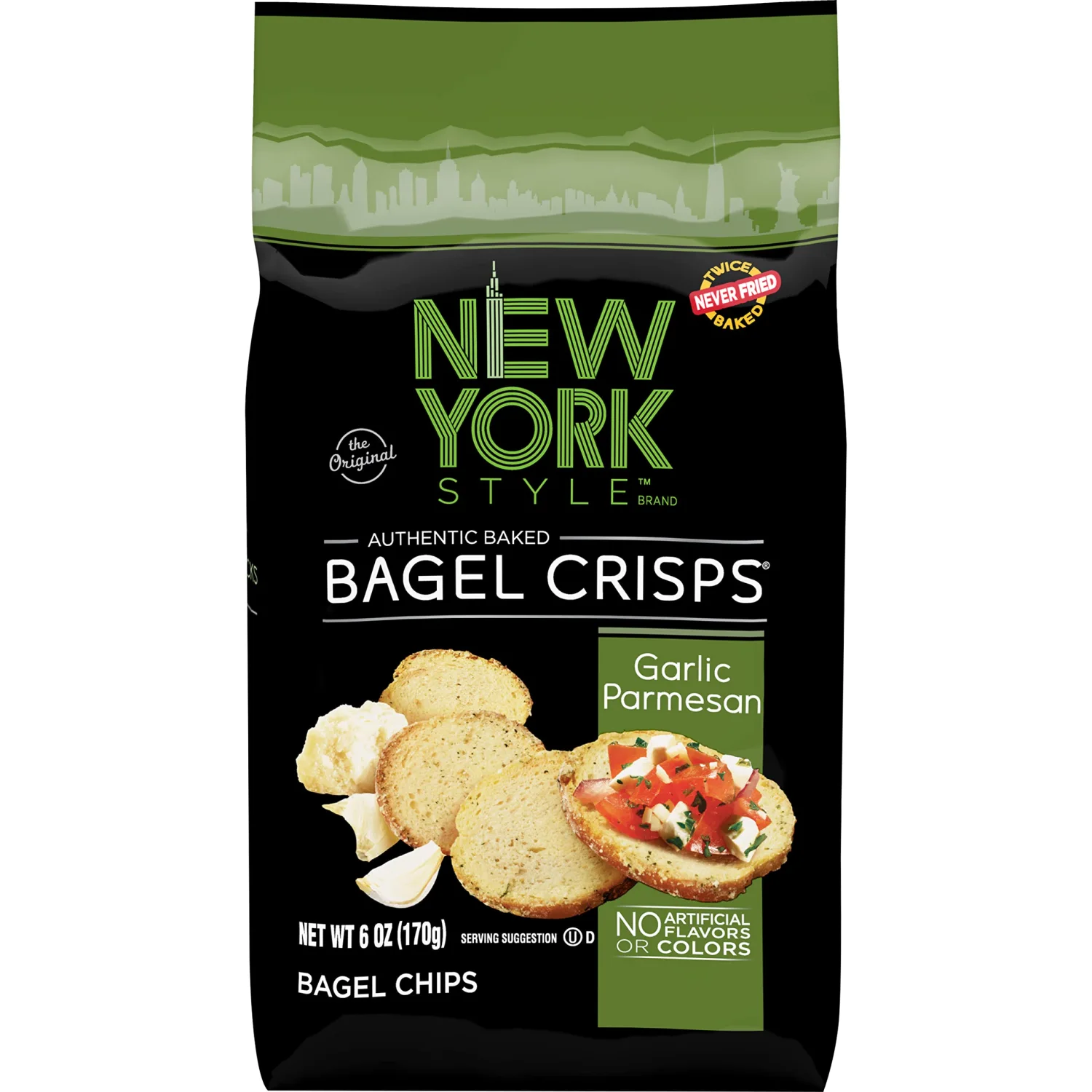 New York Style Bagel Crisps, Parmesan Garlic, 6 Ounce