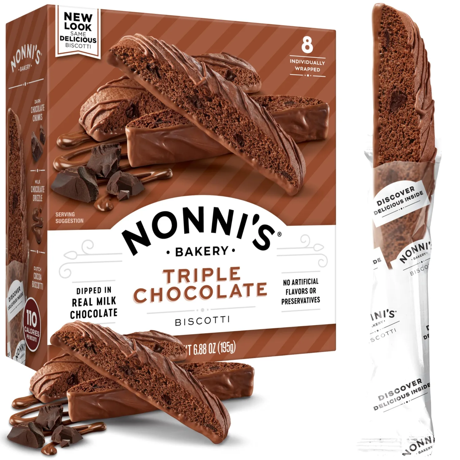 Nonni's, Triple Chocolate Biscotti, 6.88 Ounce