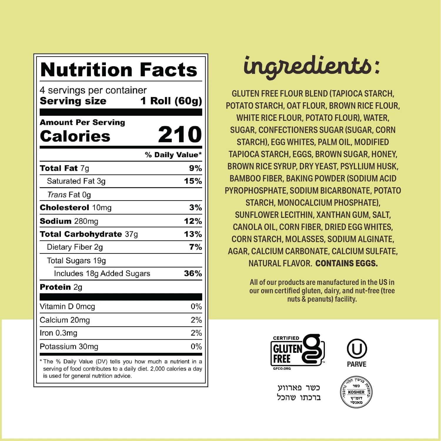 Katz Gluten Free Honey Buns, 4 Individually Wrapped Snack Cakes | Tree Nut Free | Peanut Free | Dairy Free | Soy Free (Pack of 1)