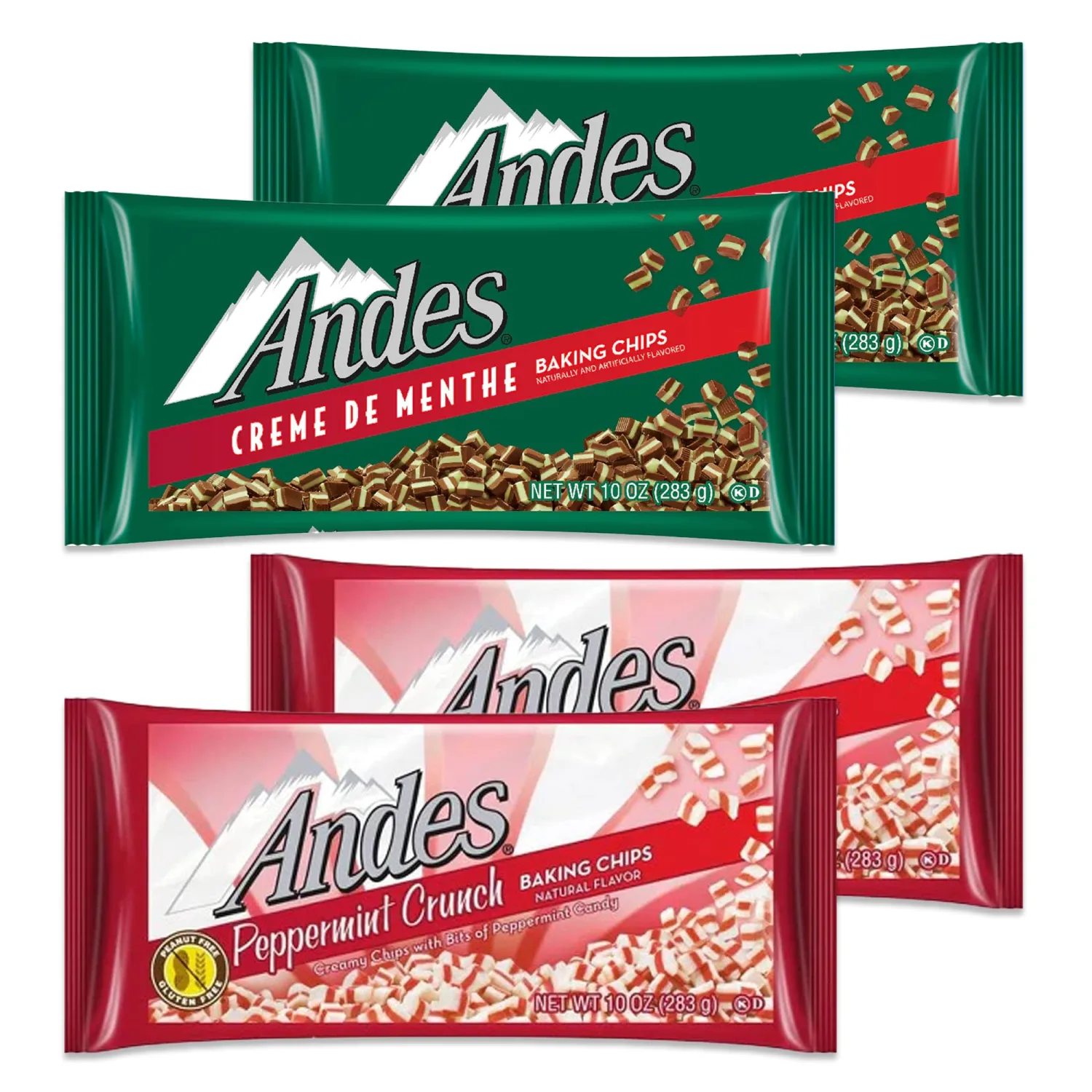 Andes Chocolate Mints Baking Chips Variety 4 Pack- Andes Creme De Menthe Baking Chips and Andes Peppermint Crunch Baking Chips, Andes Mints, Baking Chips, Andes Mints Candy, Andes Mints Bulk